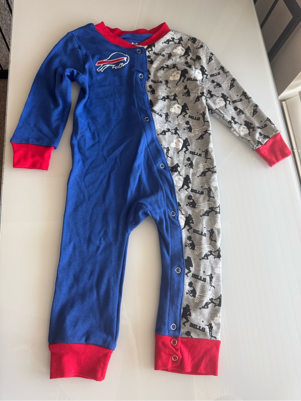 Buffalo Bills Kids Blue Red Gray Sleeper Onesie  24M